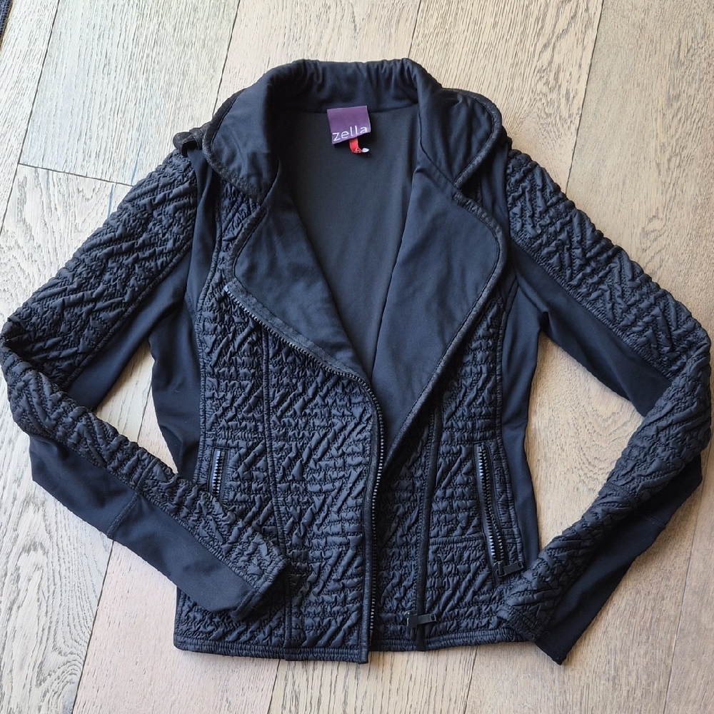 Zella Black Quilted Moto-Style Jacket
